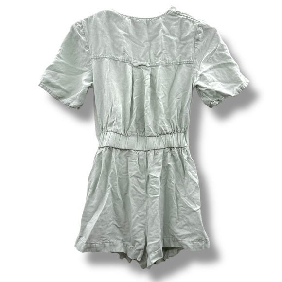 Thakoon Mint Green Romper Women's Size 0 Linen Blend Tie Front Elastic Waist‎ - Picture 4 of 11